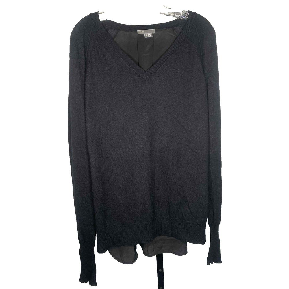 VINCE Womens Wool Cashmere Pullover Sweater Size L‎ V-neck Long Sleeve Travel